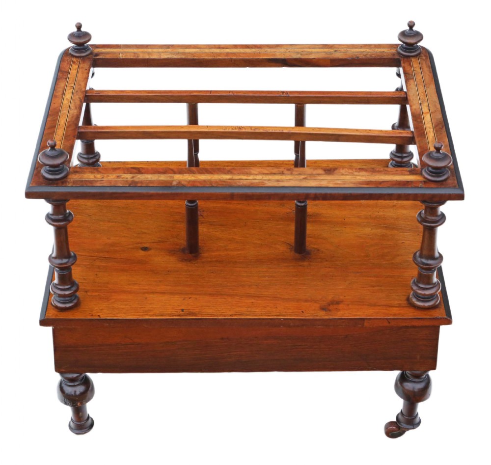 Antique quality Victorian C1870 inlaid burr walnut Canterbury View IV