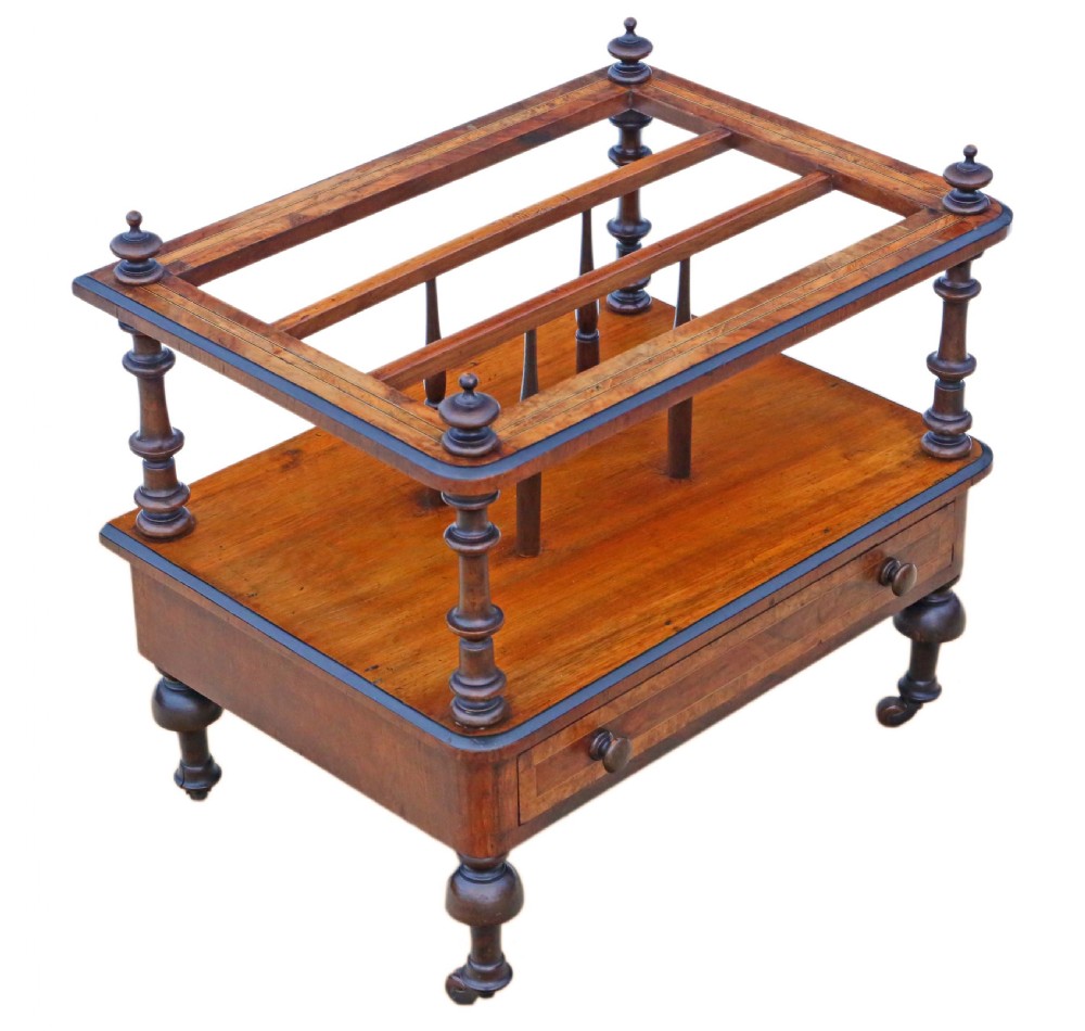Antique quality Victorian C1870 inlaid burr walnut Canterbury View VIII