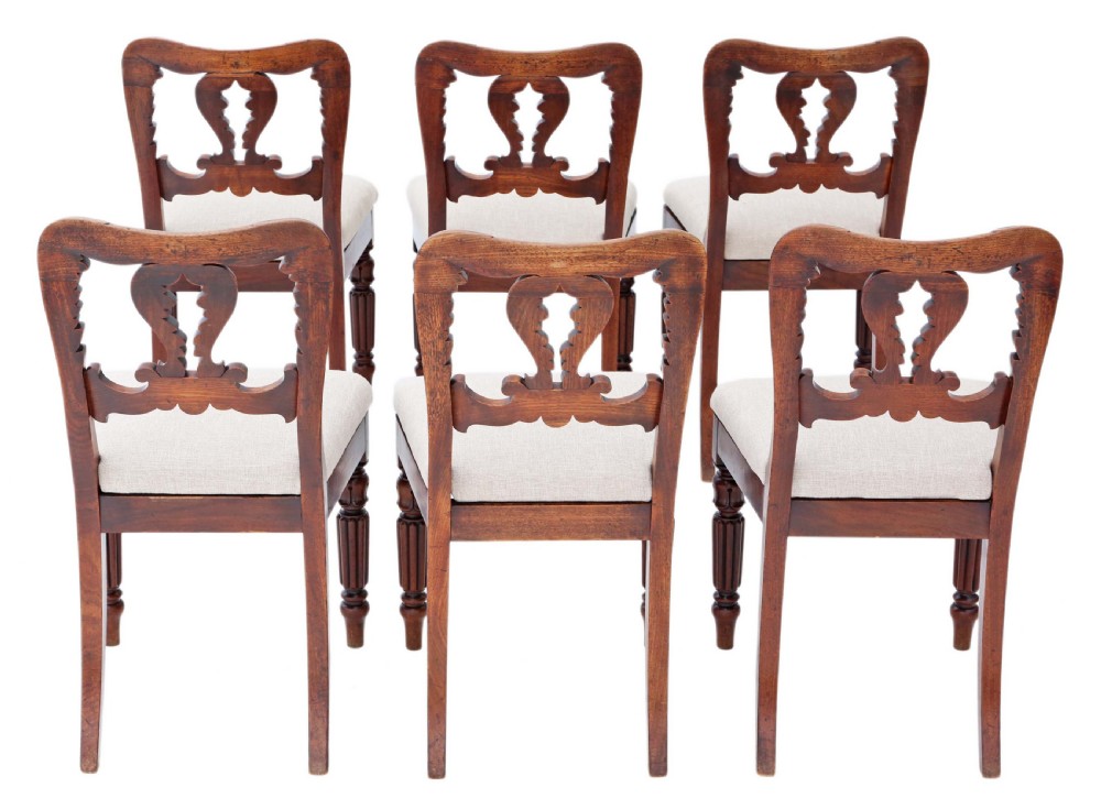 Antique fine quality set of 6 William IV carved mahogany dining chairs C1830 View II