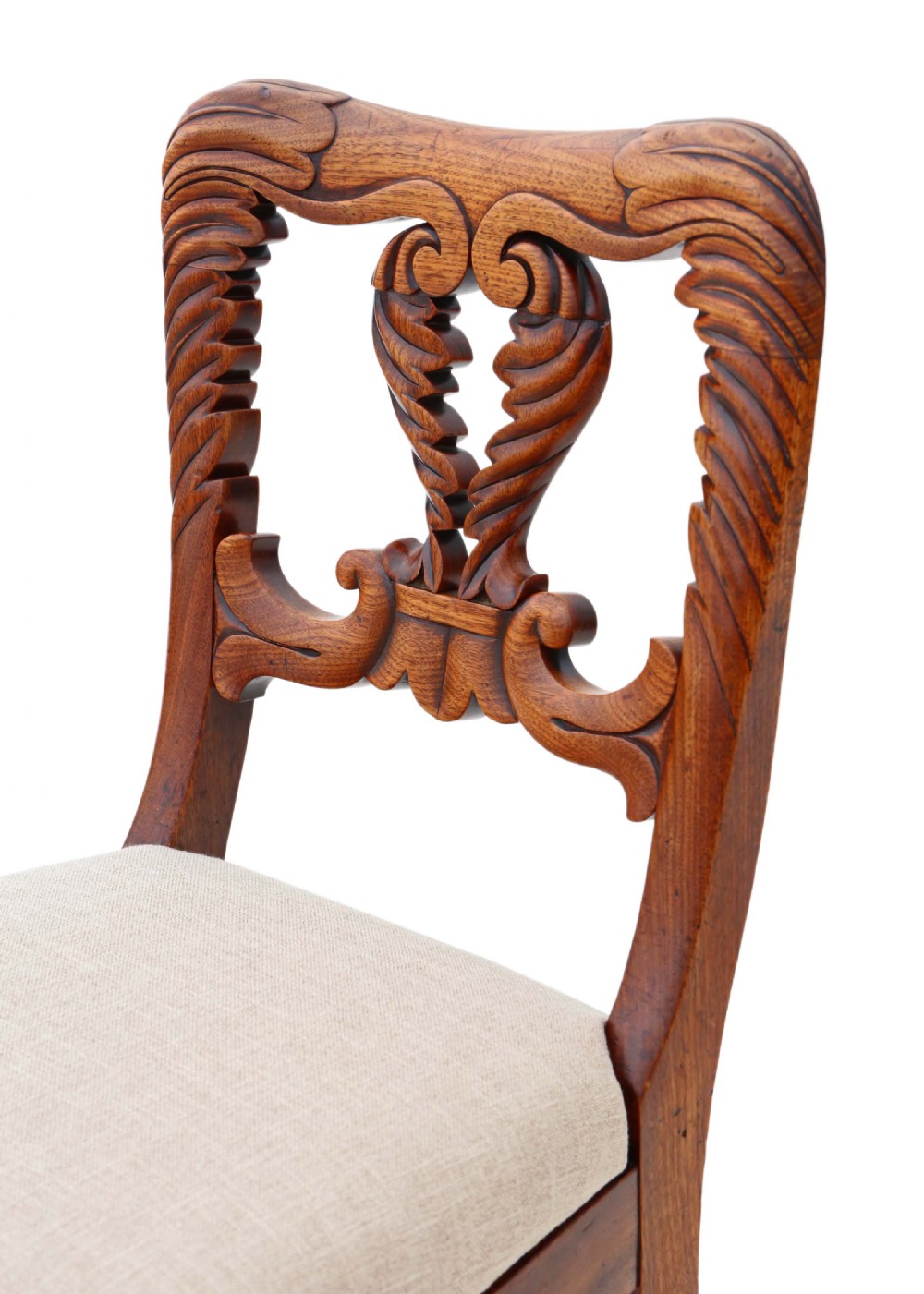 Antique fine quality set of 6 William IV carved mahogany dining chairs C1830 View VI