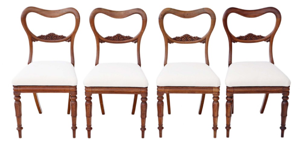 Antique quality set of 4 William IV rosewood balloon back dining chairs C1835