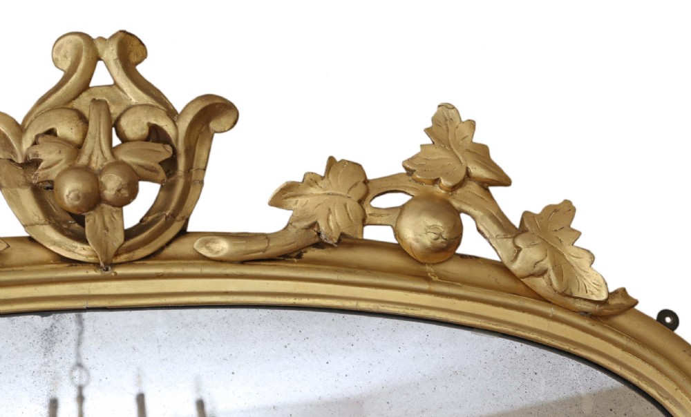 Antique large Victorian gilt overmantle or wall mirror 19th Century View V