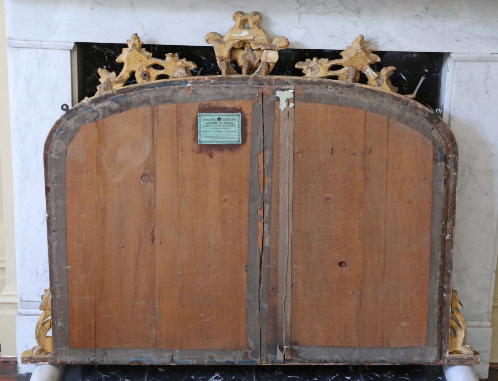 Antique large Victorian gilt overmantle or wall mirror 19th Century View VIII