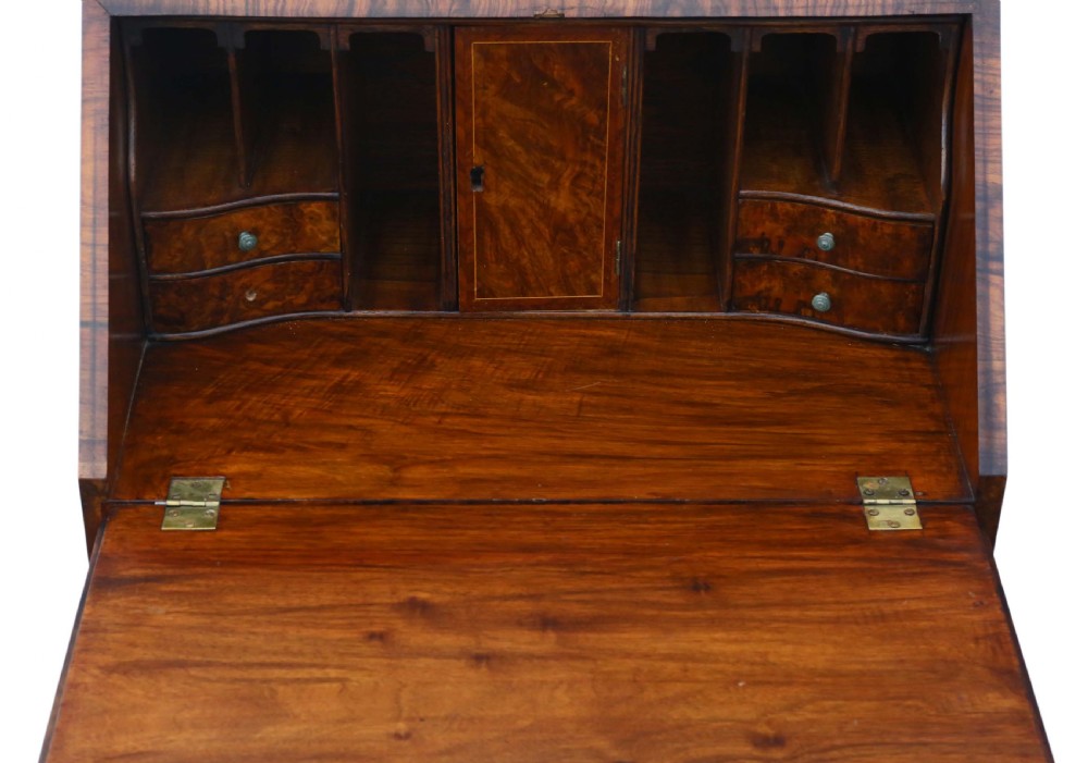 Georgian revival inlaid burr walnut bureau View III