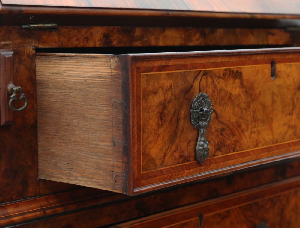 Georgian revival inlaid burr walnut bureau View VII