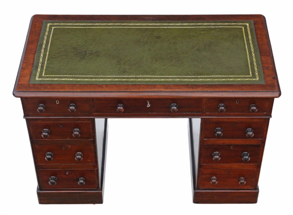 Victorian mahogany twin pedestal desk View II