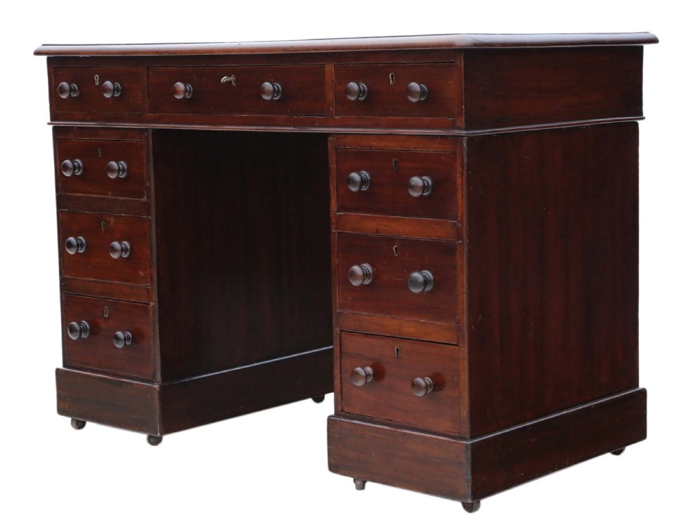 Victorian mahogany twin pedestal desk View VI