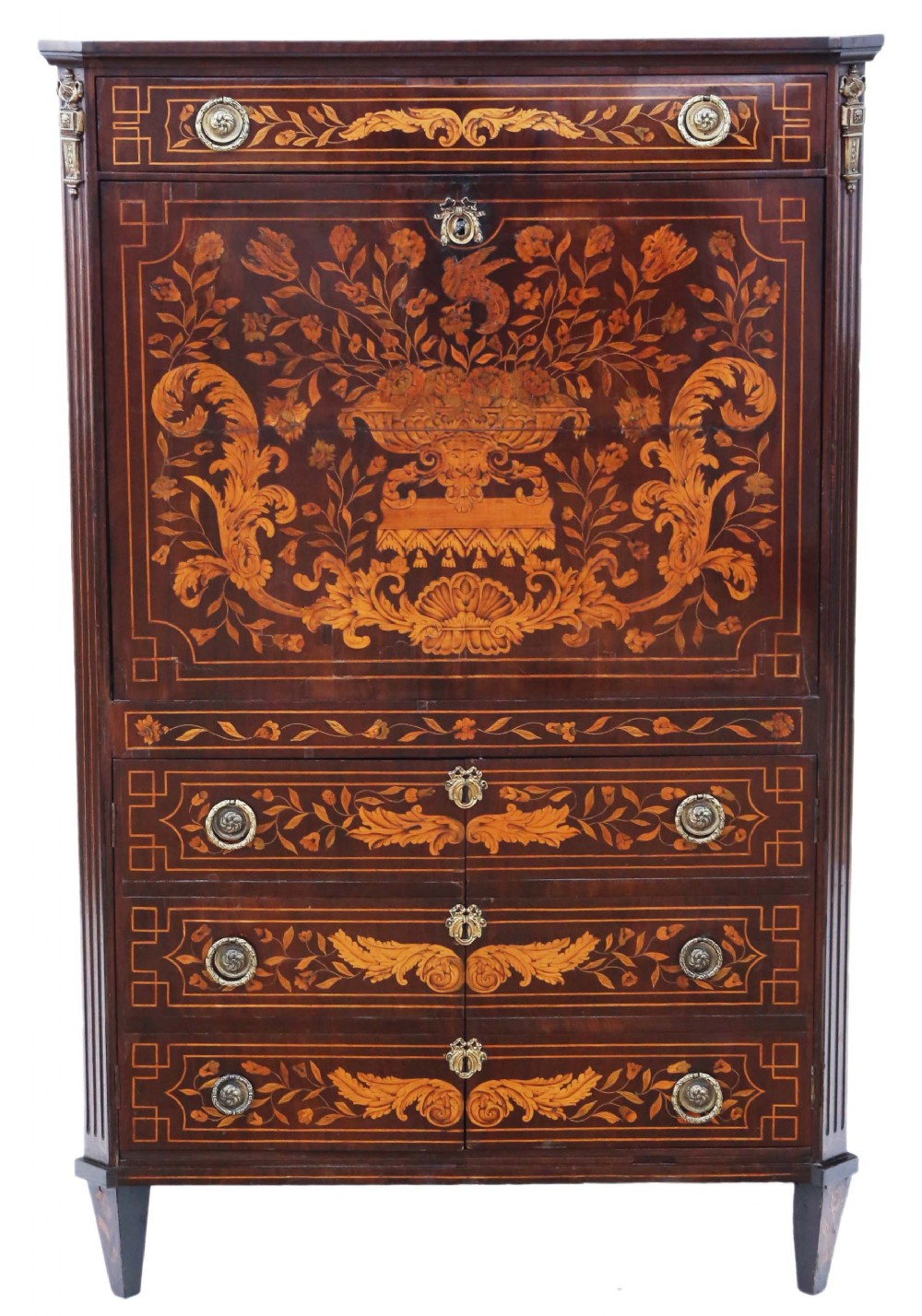 19th Century Dutch Marquetry abattant desk