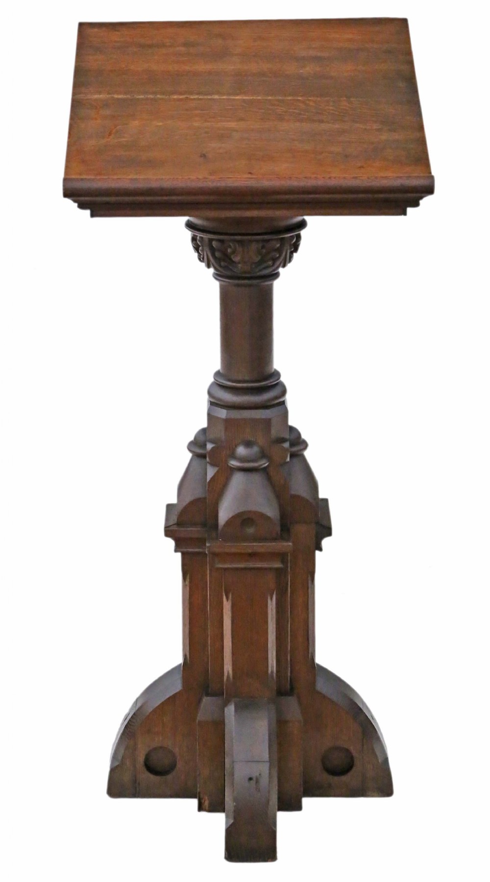 Gothic carved oak pedestal lectern stand table station