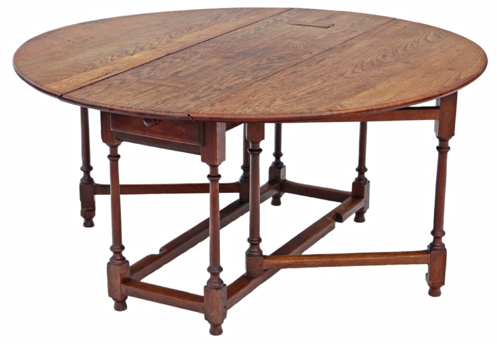 19th Century oak gate leg drop leaf dining table