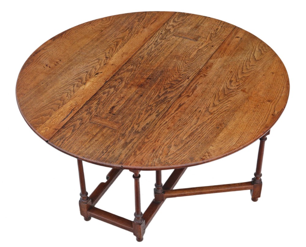 19th Century oak gate leg drop leaf dining table View II