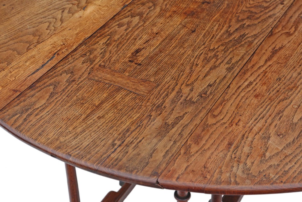 19th Century oak gate leg drop leaf dining table View IV
