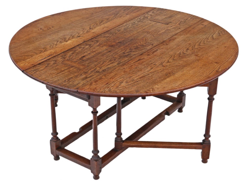 19th Century oak gate leg drop leaf dining table View VII