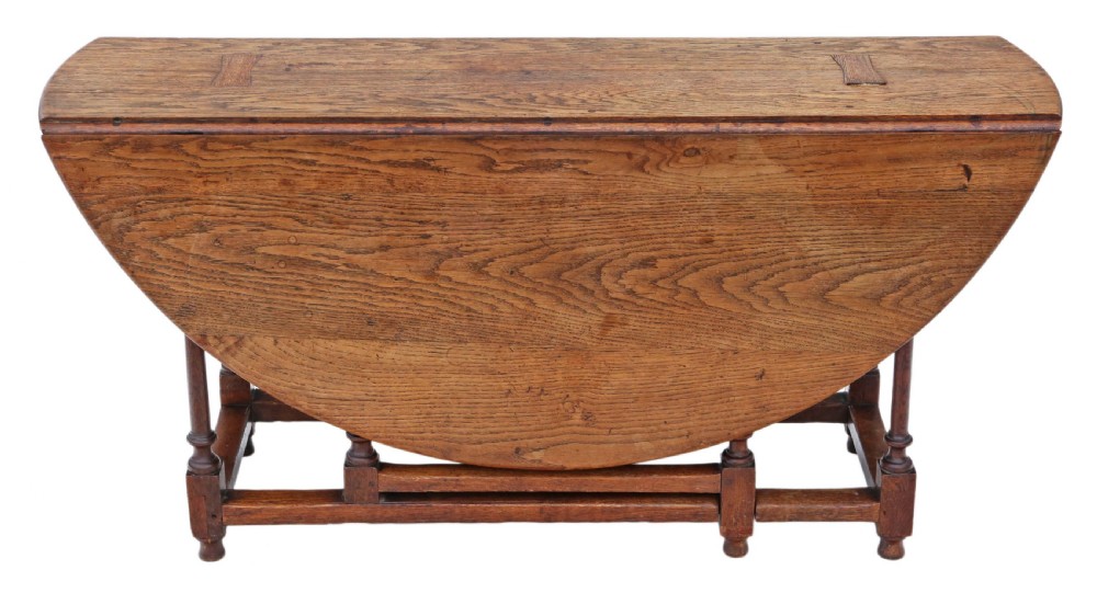 19th Century oak gate leg drop leaf dining table View VIII