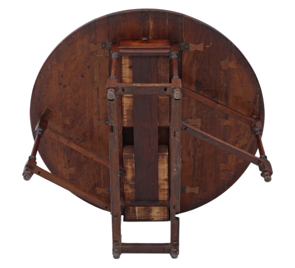 19th Century oak gate leg drop leaf dining table View X