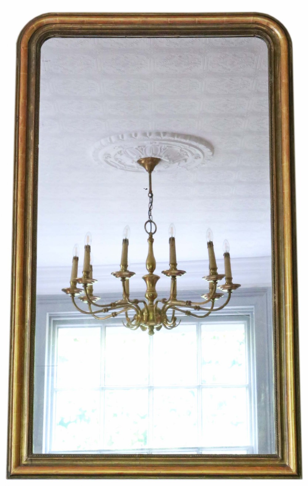 Antique large quality gilt overmantle or wall mirror 19th Century