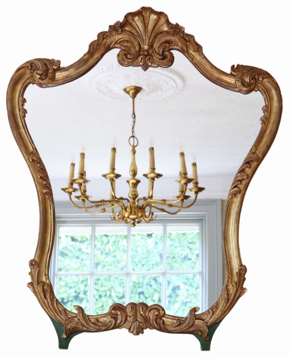 Antique large rare quality gilt overmantle or wall mirror C1900
