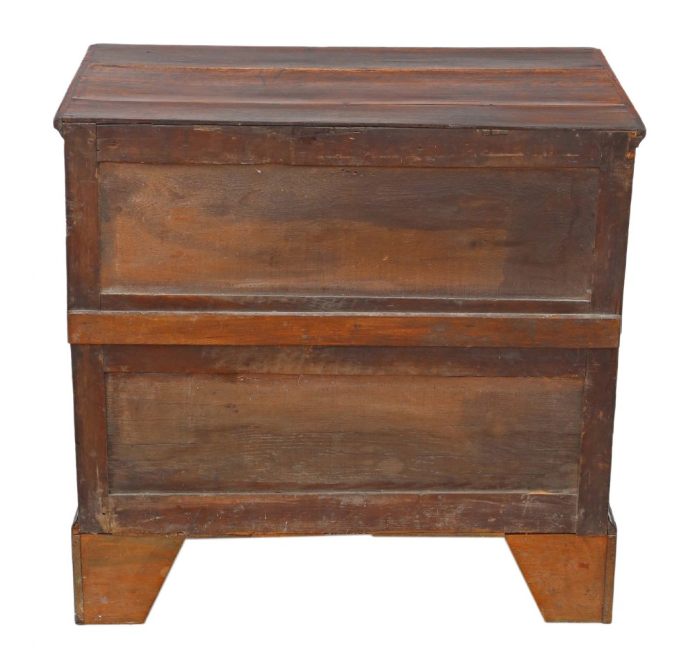 Antique Georgian and later crossbanded walnut oak chest of drawers 18th Century View IX