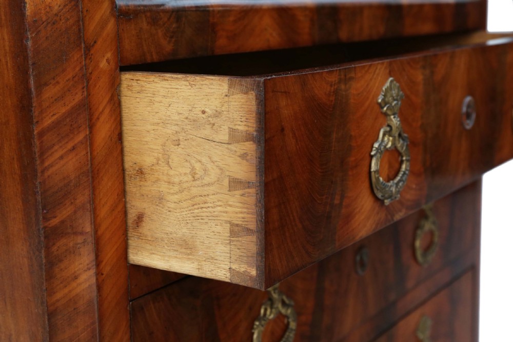 Antique 19th Century flame mahogany abattant bureau C1840 View IX