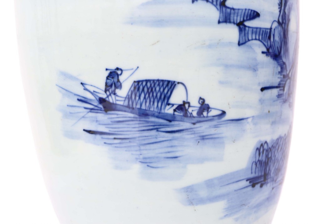 Antique Chinese very large 19th Century vase blue and white View V