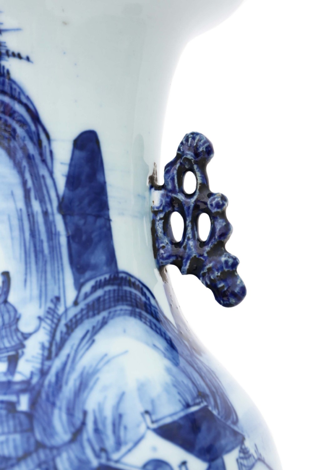 Antique Chinese very large 19th Century vase blue and white View VII