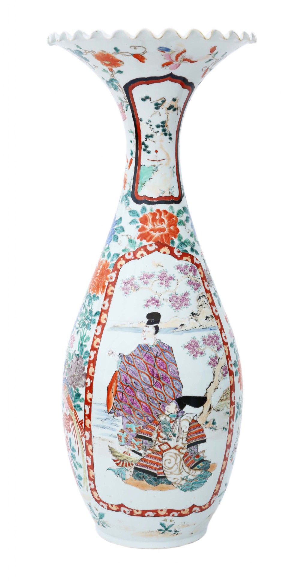 Antique very large Japanese Meiji Period porcelain Kutani vase