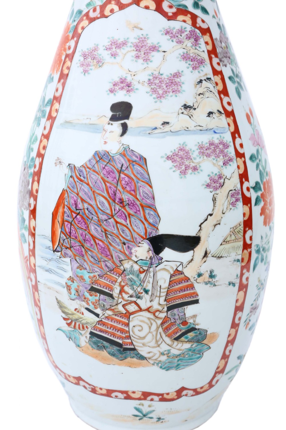 Antique very large Japanese Meiji Period porcelain Kutani vase View VI