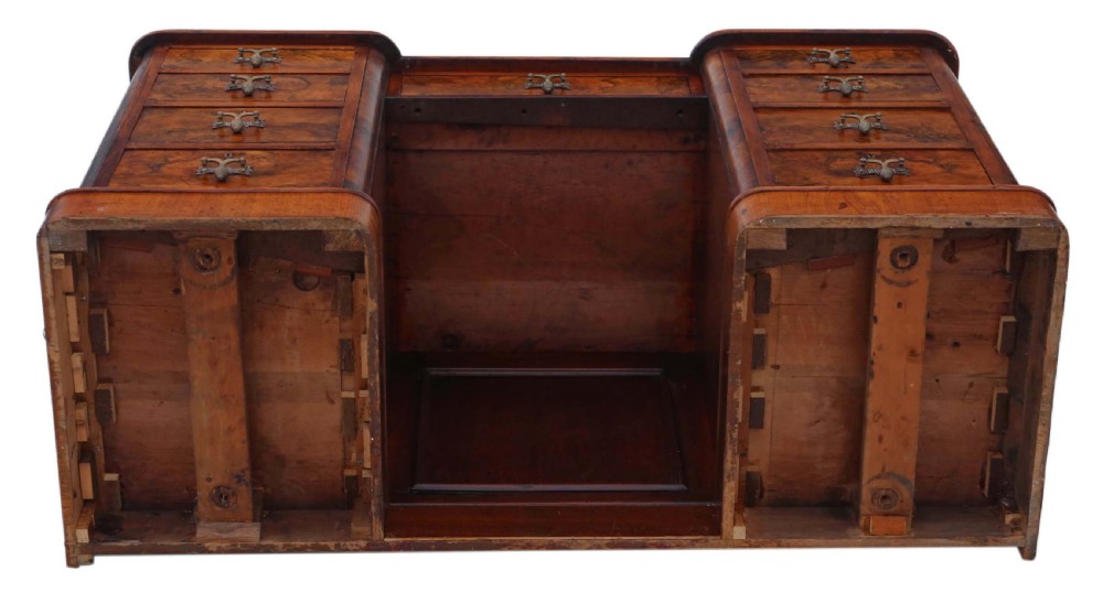 Victorian burr walnut twin pedestal desk View X