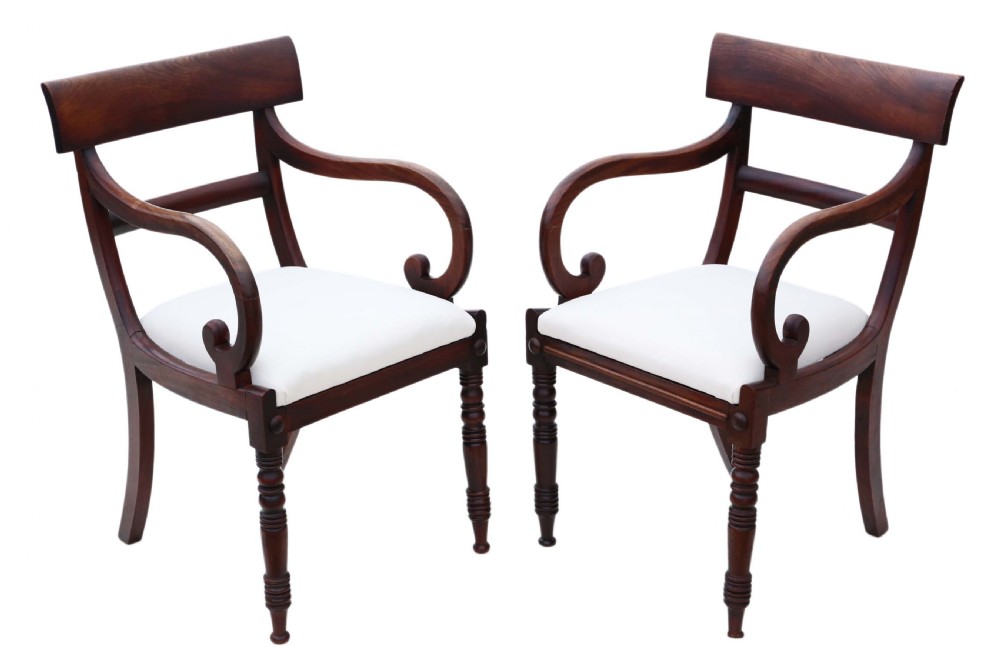 Pair of Regency mahogany elbow chairs