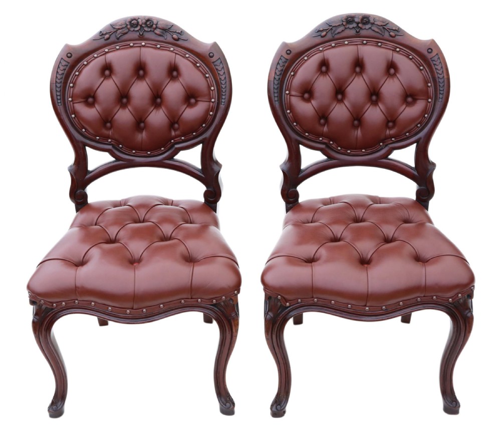 Pair of Victorian mahogany hall or dining chairs