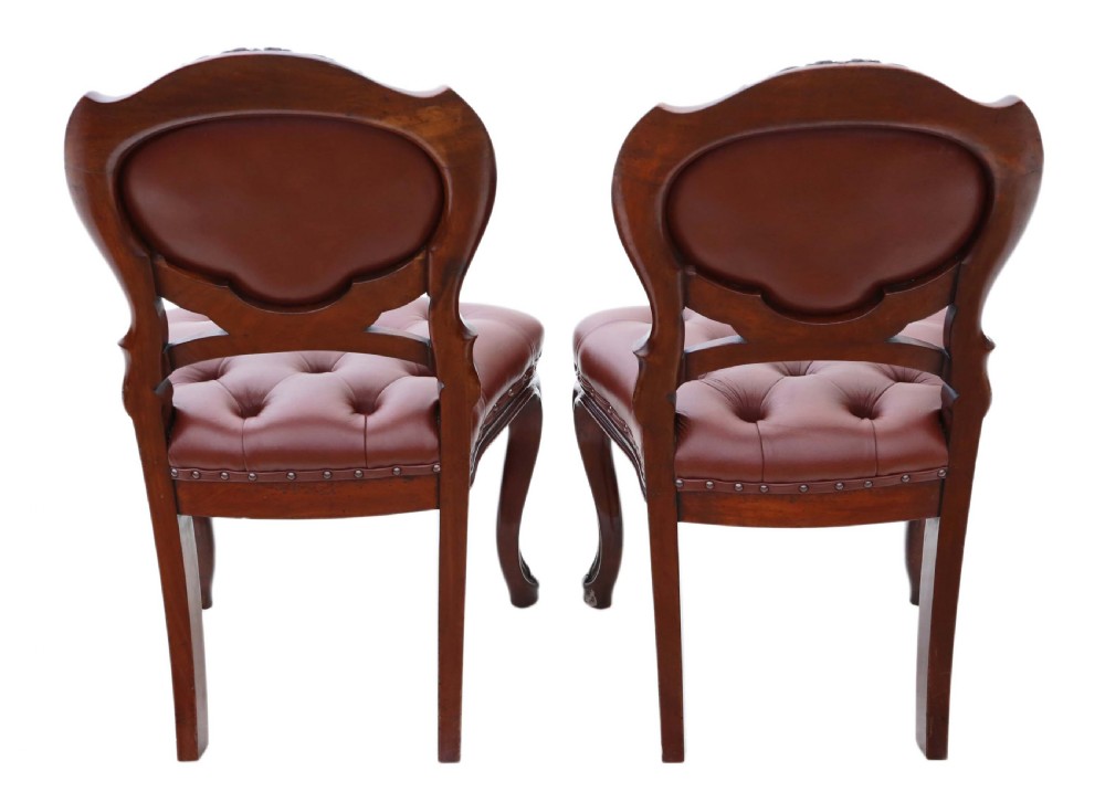 Pair of Victorian mahogany hall or dining chairs View II