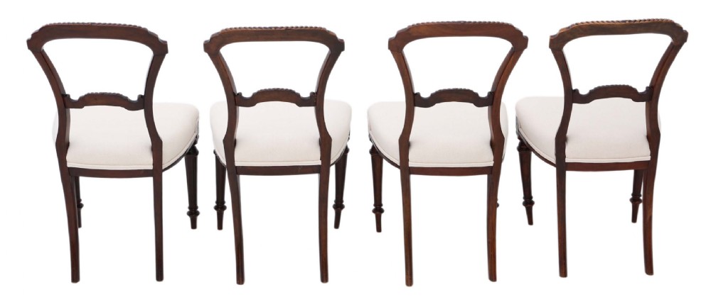 Set of 4 Victorian walnut balloon back dining chairs View II