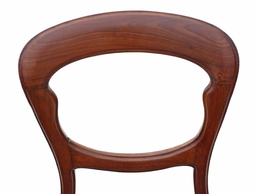 Set of 4 Victorian mahogany leather balloon back dining chairs View VIII