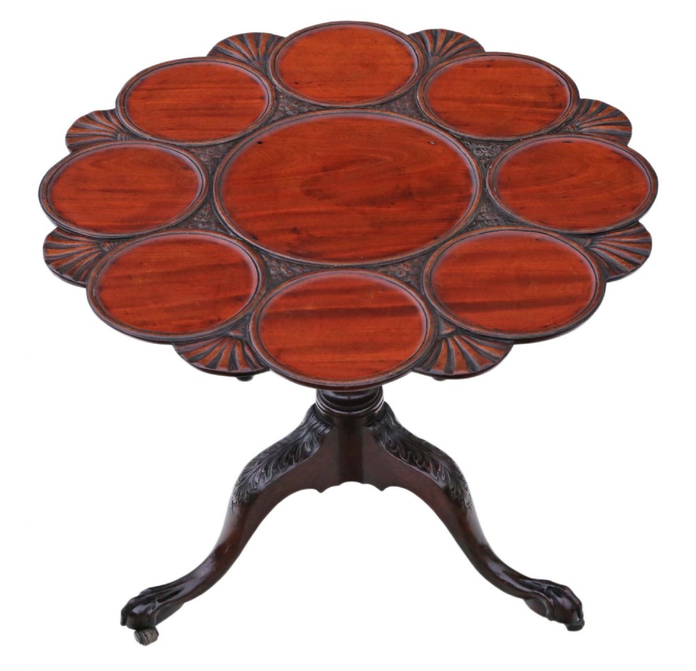 19th Century mahogany tilt top oyster serving table View II