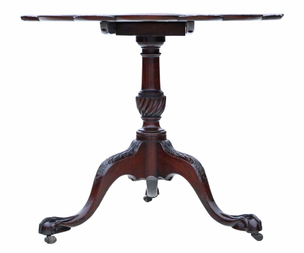 19th Century mahogany tilt top oyster serving table View III