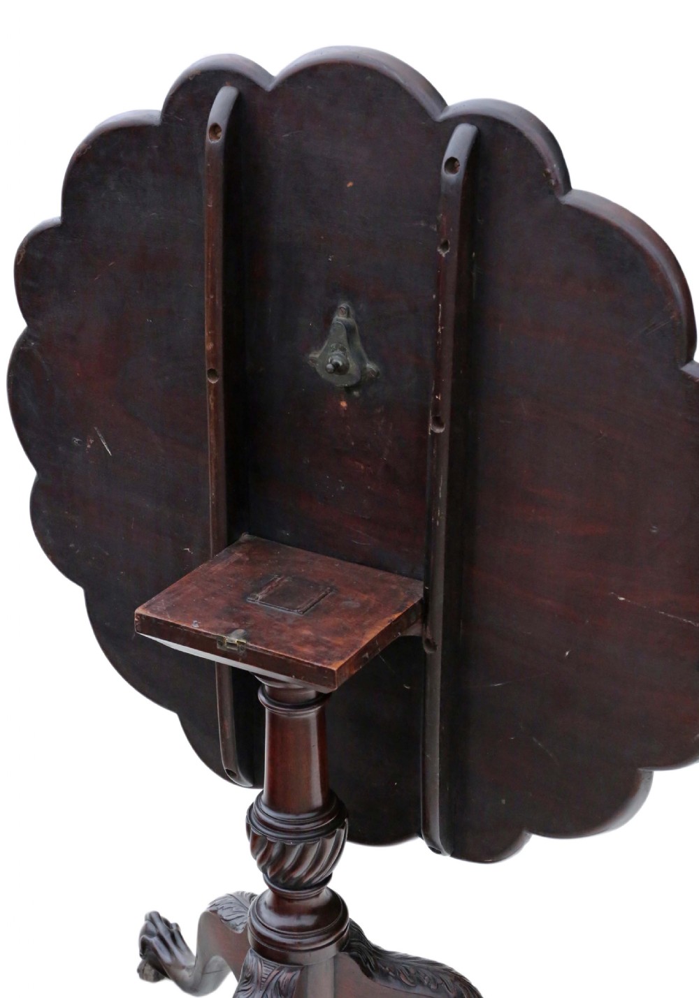 19th Century mahogany tilt top oyster serving table View V