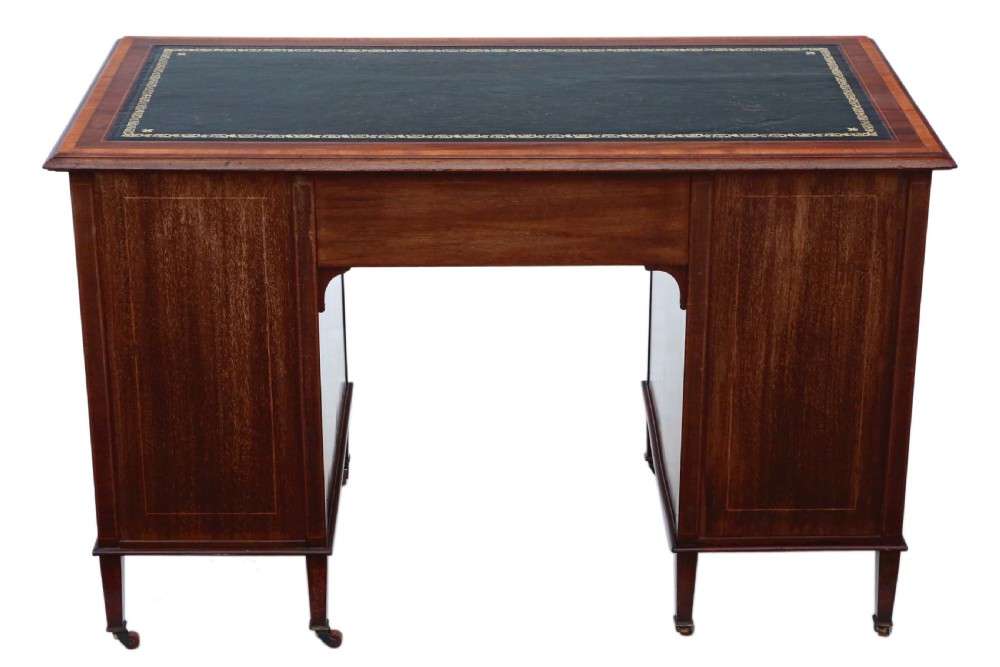 Victorian inlaid mahogany twin pedestal desk JAS Schoolbred View X