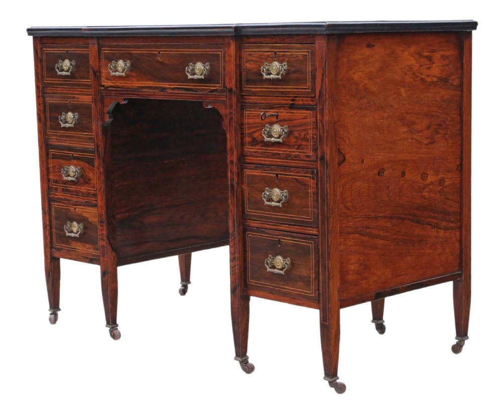 Victorian inlaid rosewood twin pedestal desk View IV
