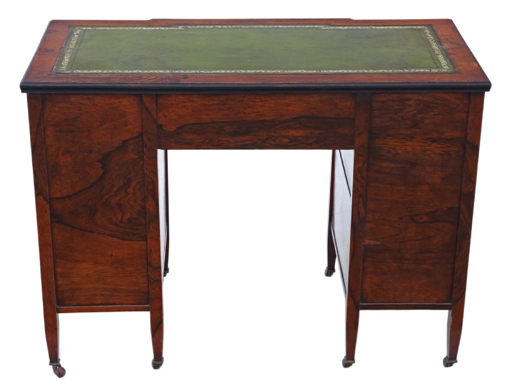 Victorian inlaid rosewood twin pedestal desk View VIII