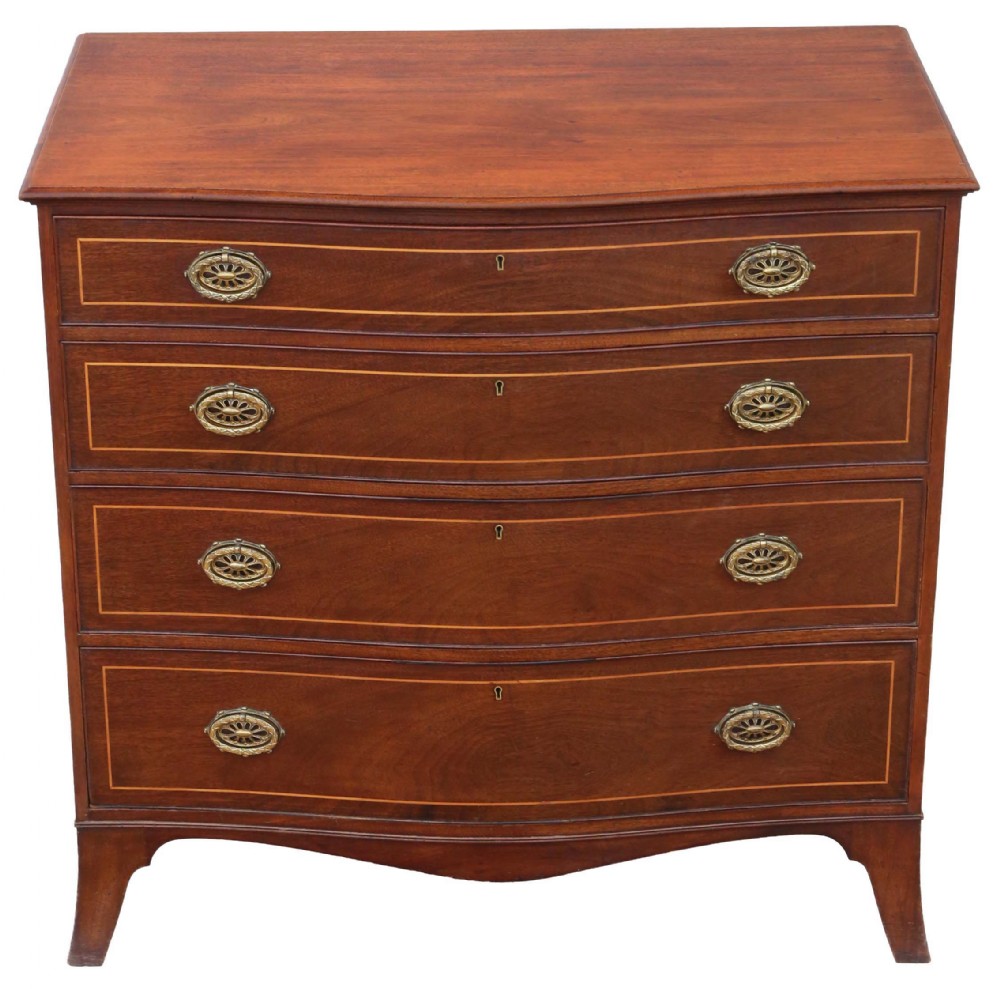 19th Century serpentine inlaid mahogany chest of drawers