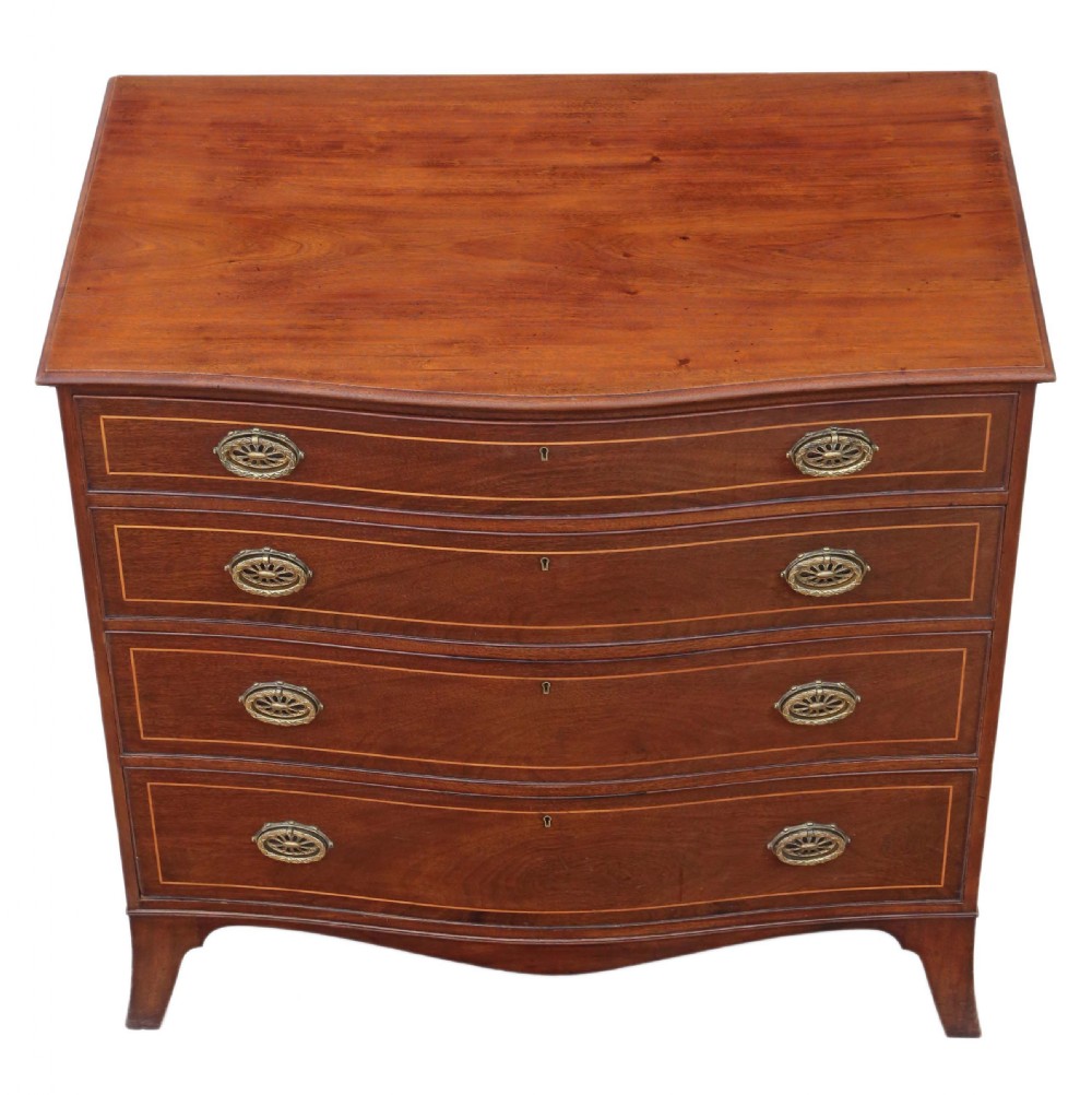 19th Century serpentine inlaid mahogany chest of drawers View VIII
