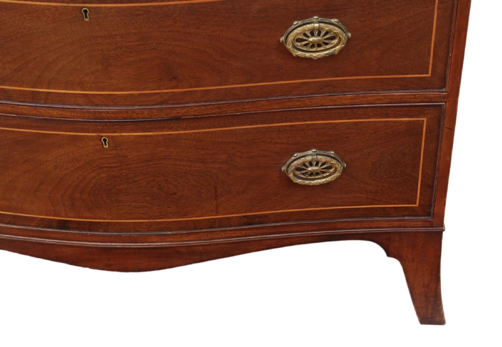 19th Century serpentine inlaid mahogany chest of drawers View IX