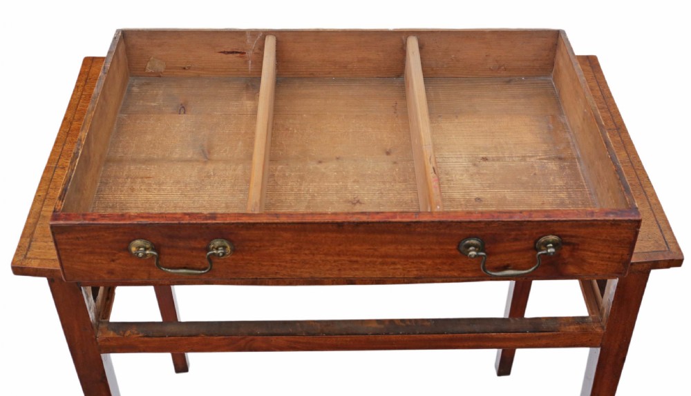 Georgian C1800 crossbanded mahogany writing table View VI