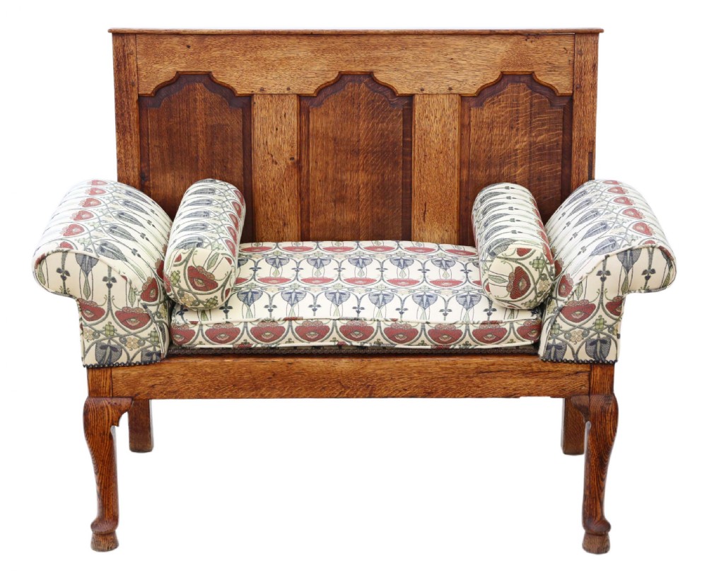 Georgian oak settle bench View IX