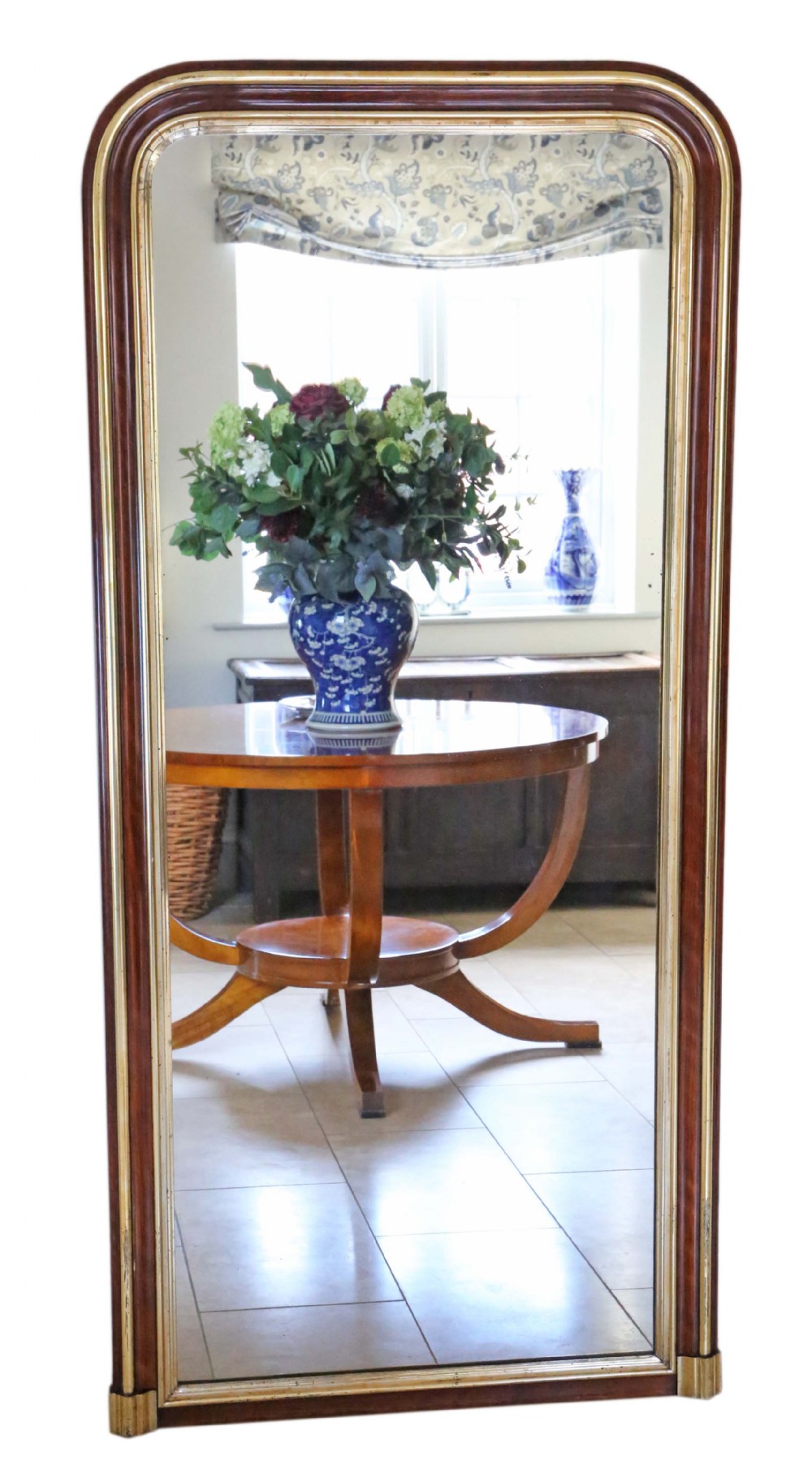 Gilt walnut full height wall floor mirror