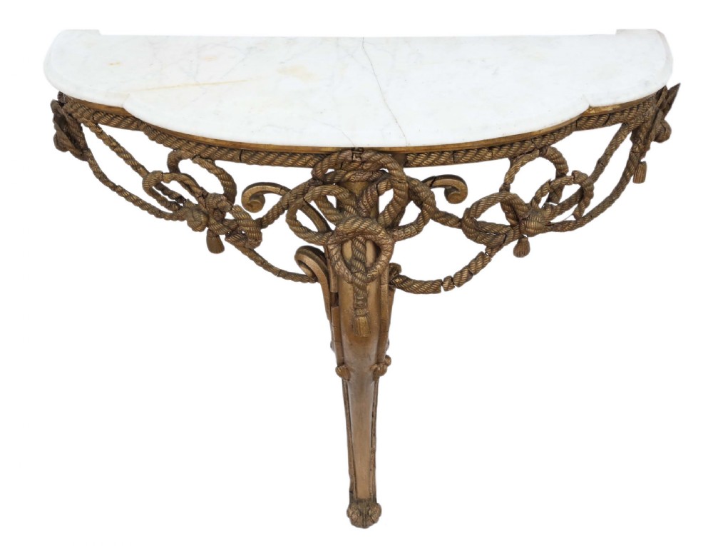 19th Century gilt marble demi-lune console table View II