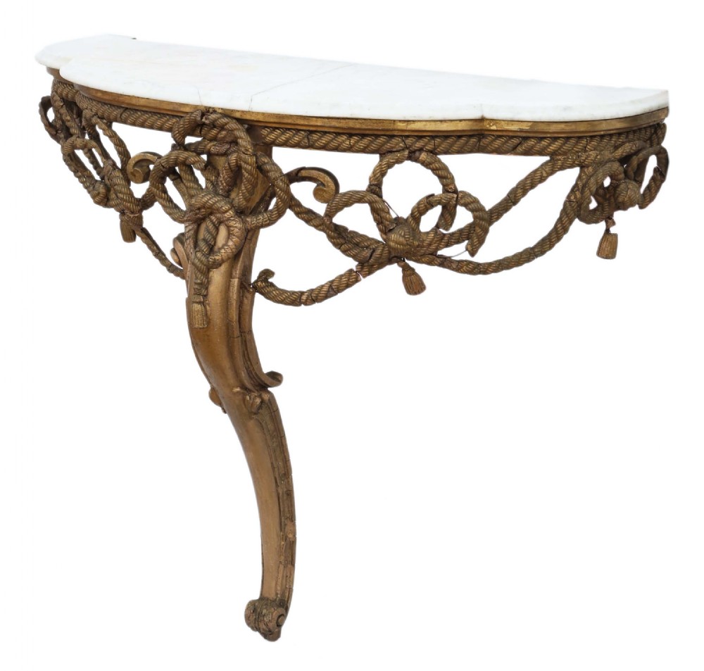 19th Century gilt marble demi-lune console table View III