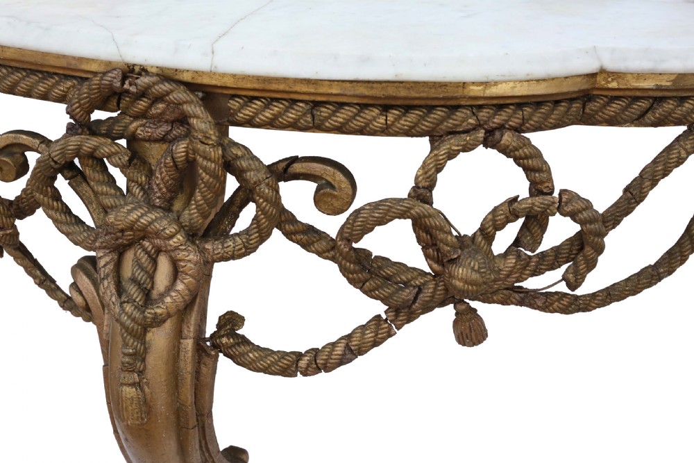 19th Century gilt marble demi-lune console table View IV
