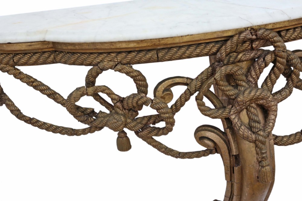 19th Century gilt marble demi-lune console table View VI