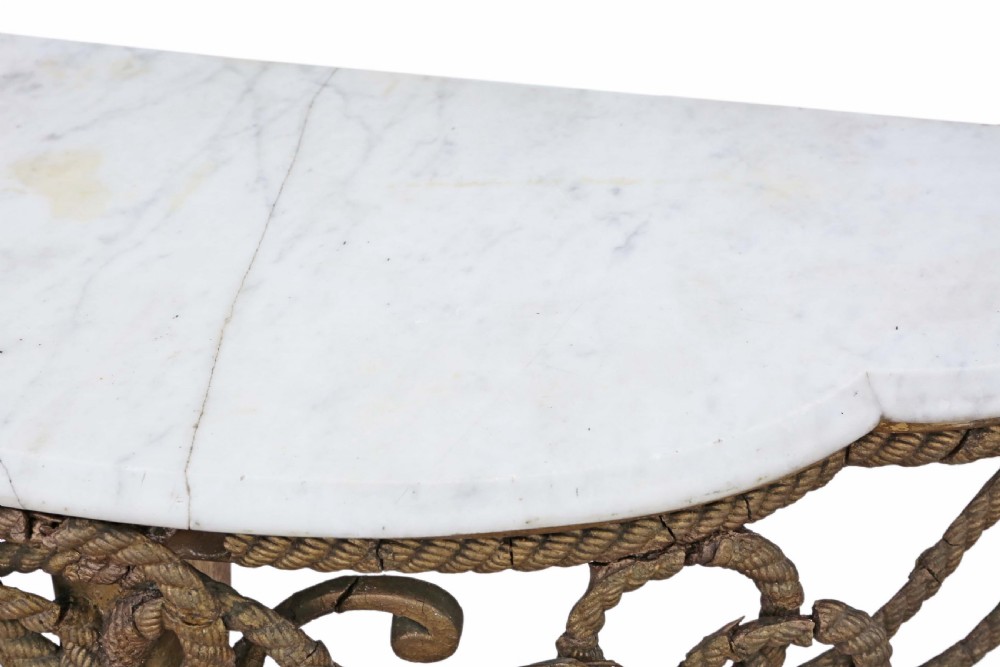 19th Century gilt marble demi-lune console table View VII
